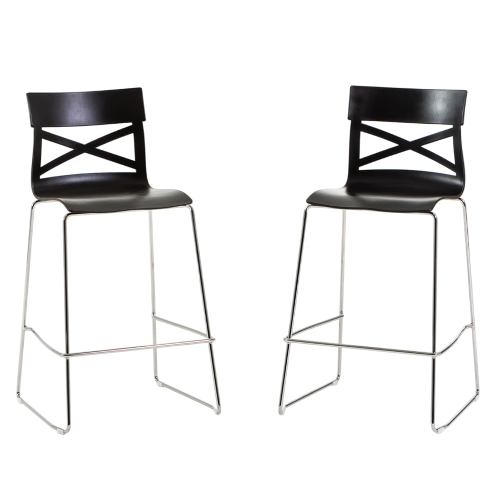 Lot de 2 tabourets de cuisine en résine avec fibre de verre anthracite