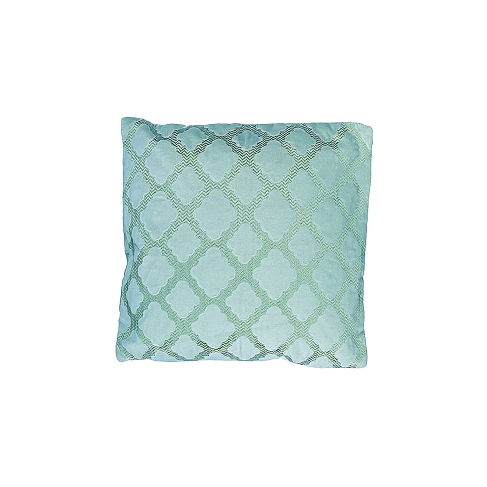 Housse de coussin coton verte à motifs géométriques h40