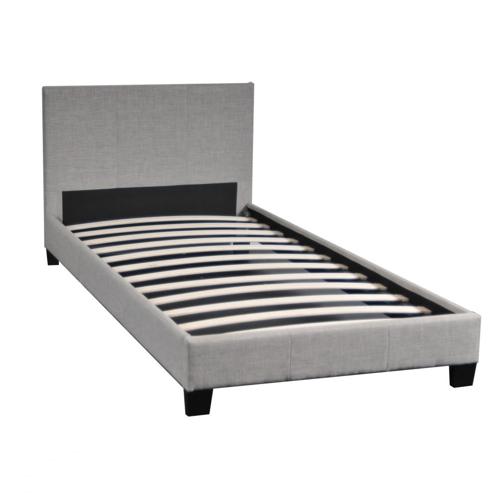 Lit avec tête de lit et sommier, Gris clair, 90x190 cm