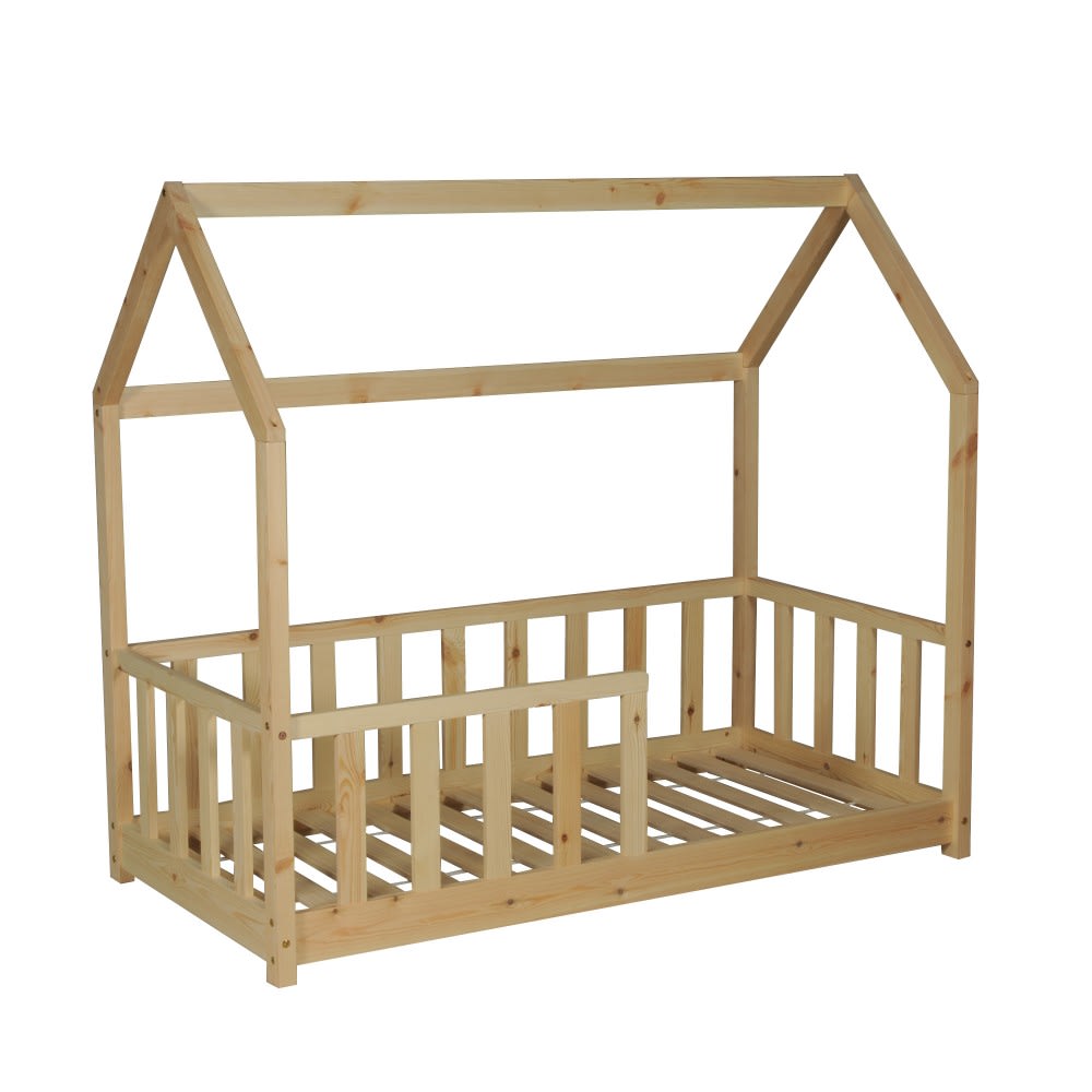 Weber industries - Lit cabane avec sommier en bois clair 70x140 cm