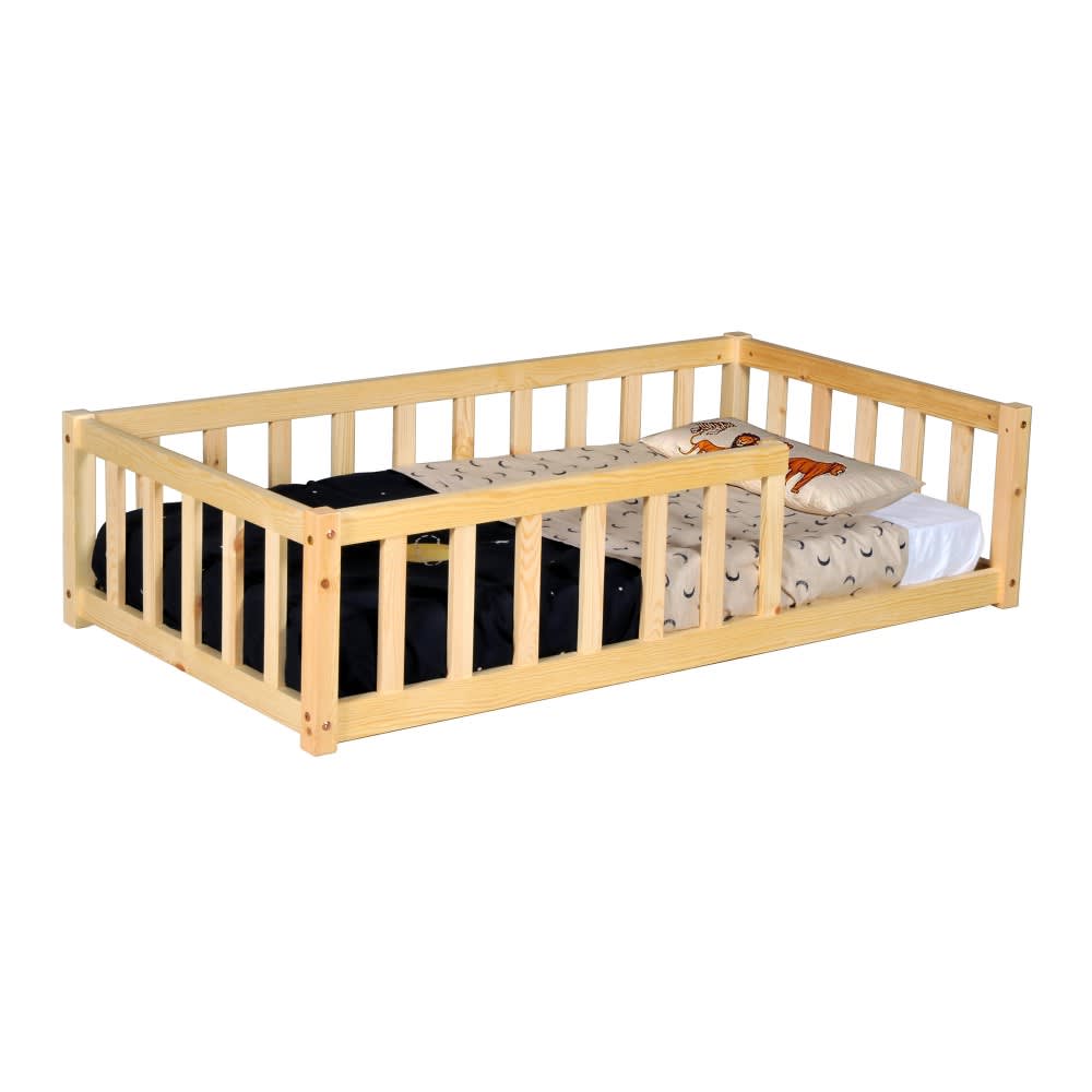 Lit avec sommier et matelas, bois clair, 70x140