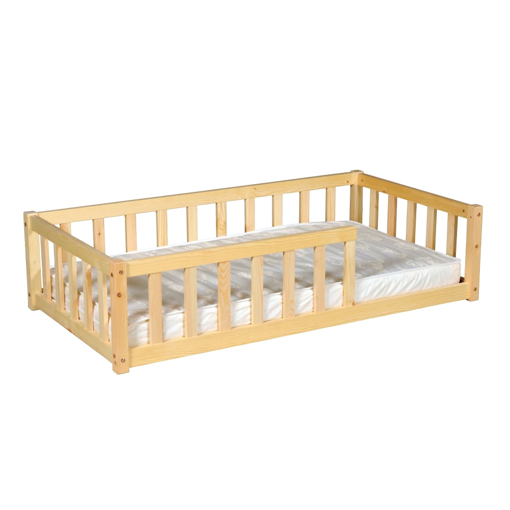 Bett mit Lattenrost und Matratze, 70x140, helles holz - Maisons