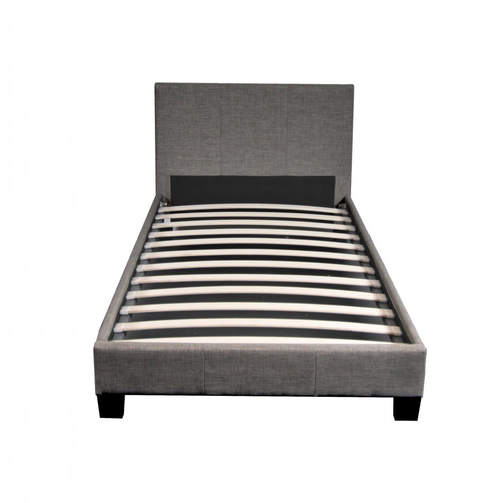 Lit avec tête de lit et sommier, Gris foncé, 90x190 cm