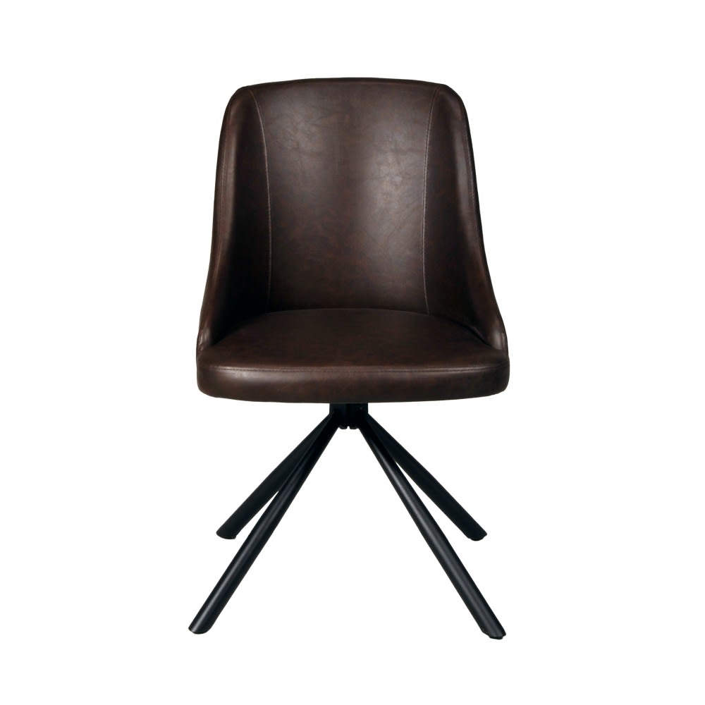 Chaise pivotante à 360° avec piétement en métal, marron