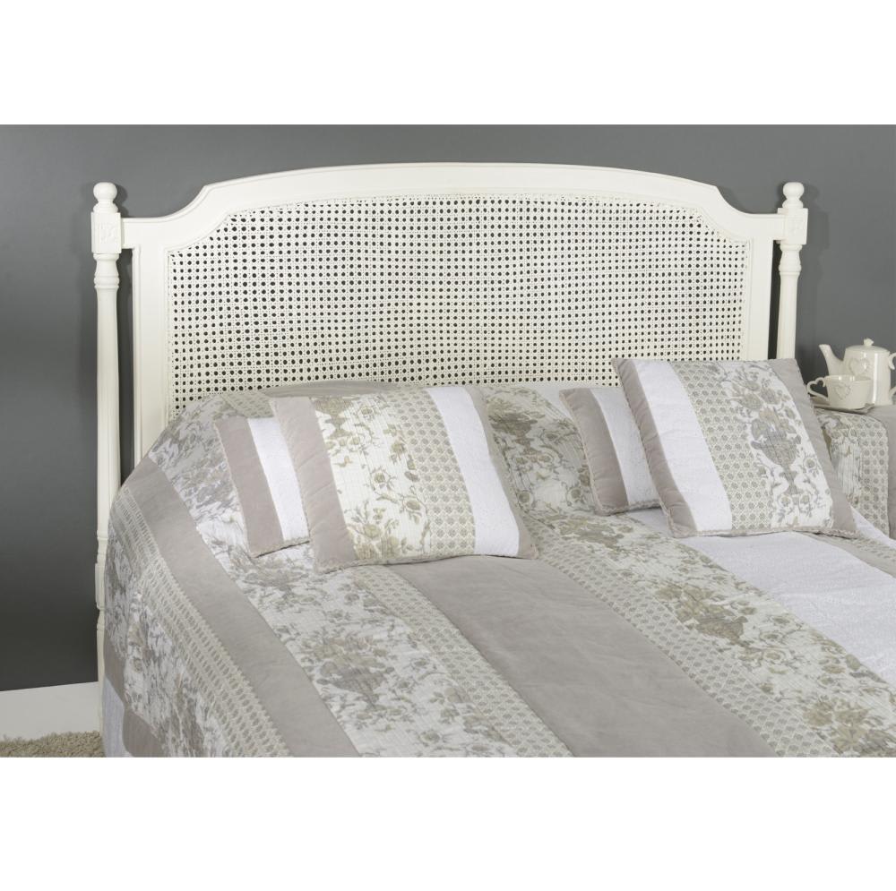 Tête de lit pour lit 160 cm en acajou  cassé et cannage helena blanc