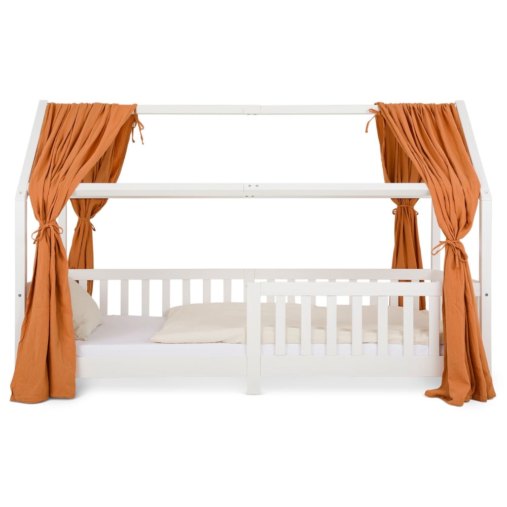 Rideaux de lit enfant en mousseline de coton, cuivré