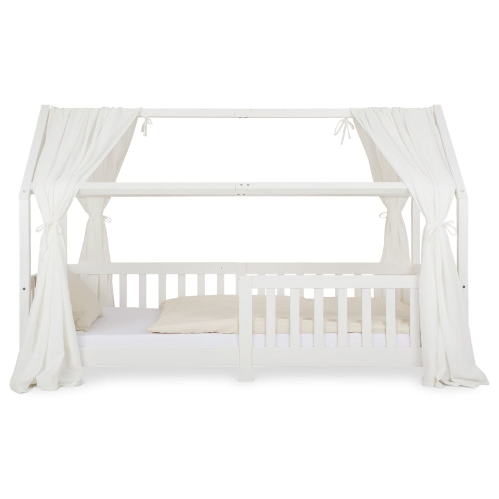 Rideaux de lit enfant en mousseline de coton, blanc