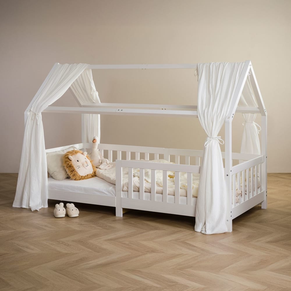 Rideaux de lit enfant en mousseline de coton, blanc (IDIMEX) - Image 2