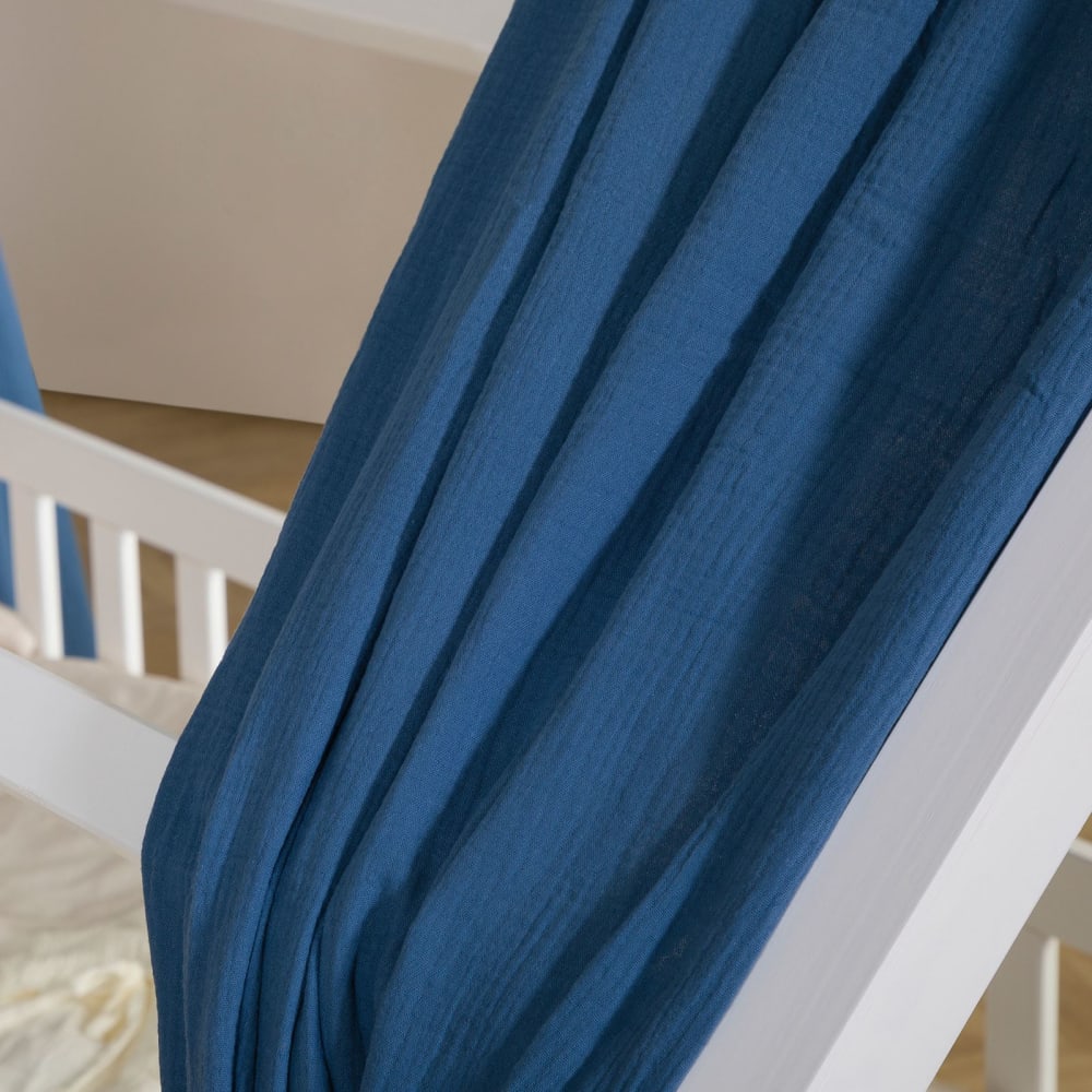 Rideaux de lit enfant en mousseline de coton, bleu foncé (IDIMEX) - Image 2