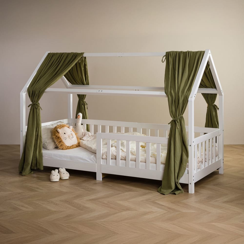Rideaux de lit enfant en mousseline de coton, vert (IDIMEX) - Image 2