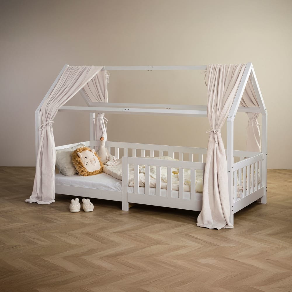 Rideaux de lit enfant en mousseline de coton, beige (IDIMEX) - Image 2