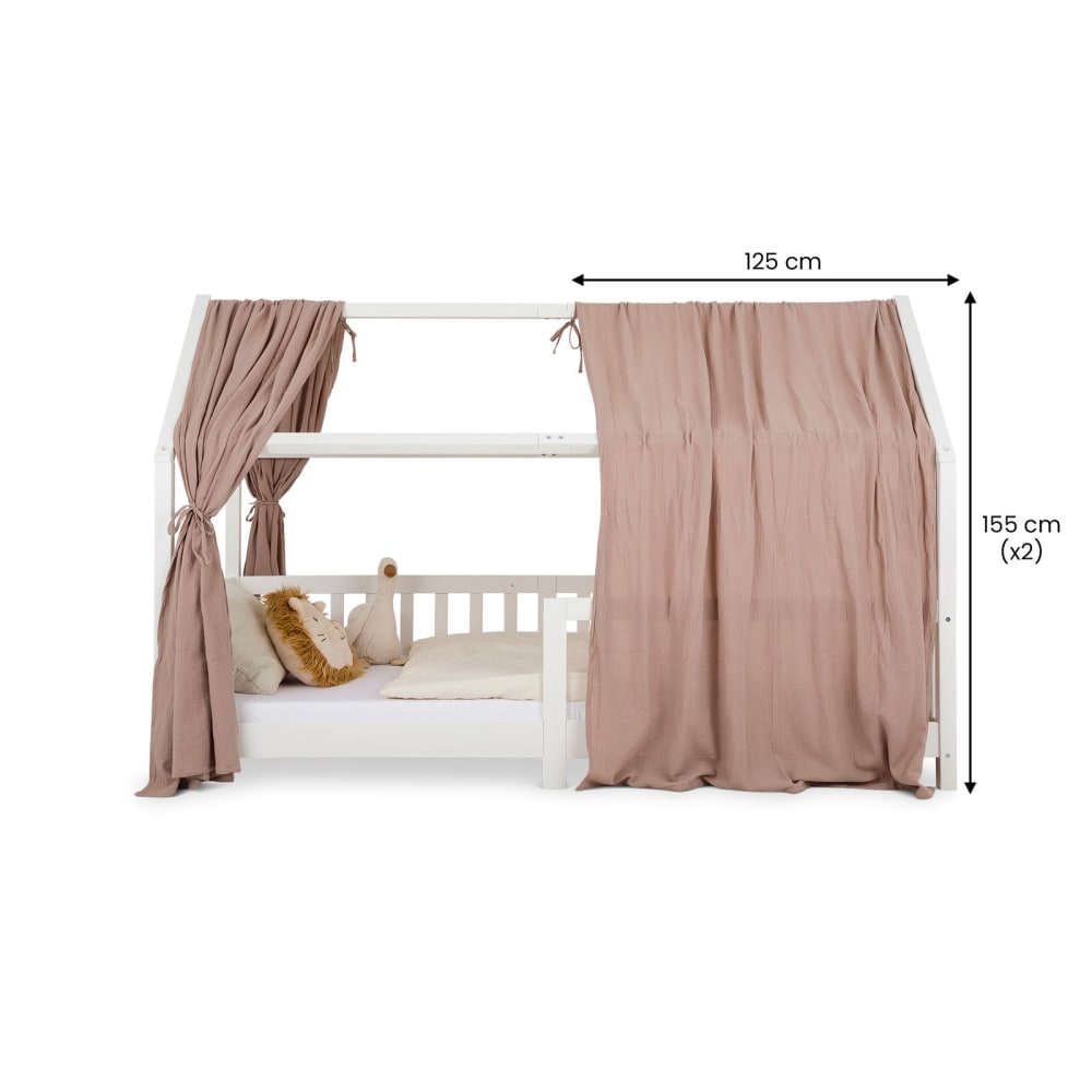 Rideaux de lit enfant en mousseline de coton, beige (IDIMEX) - Image 3