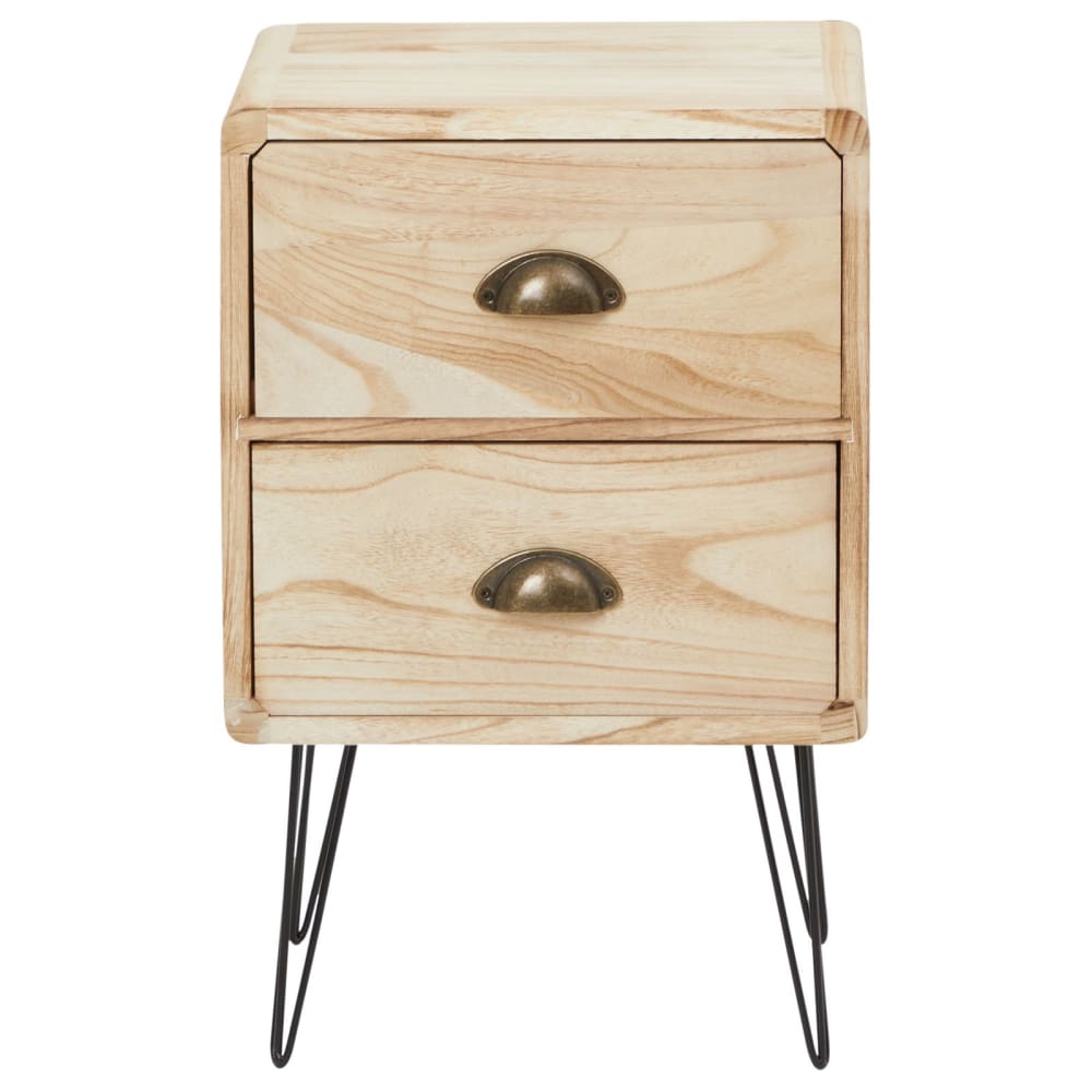 Table de chevet 2 tiroirs en bois de paulownia