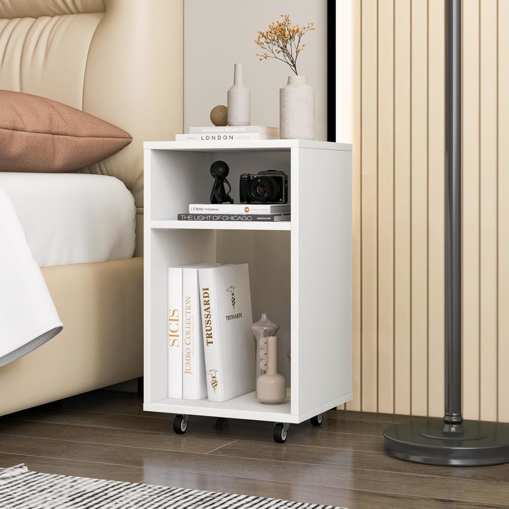Caisson de bureau mobile avec 2 étagères ouvertes 33x30x58cm blanc - Maisons du Monde