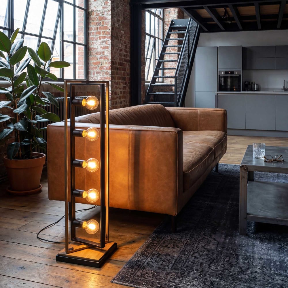 Lampadaire en bois de hêtre et métal — vue 3