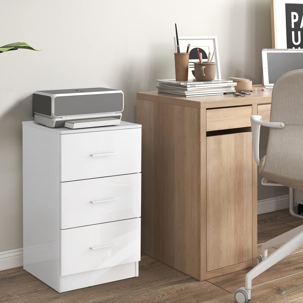 Caisson de bureau avec 3 tiroirs durable blanc 37 X 34 X 66,5 cm - Maisons du Monde