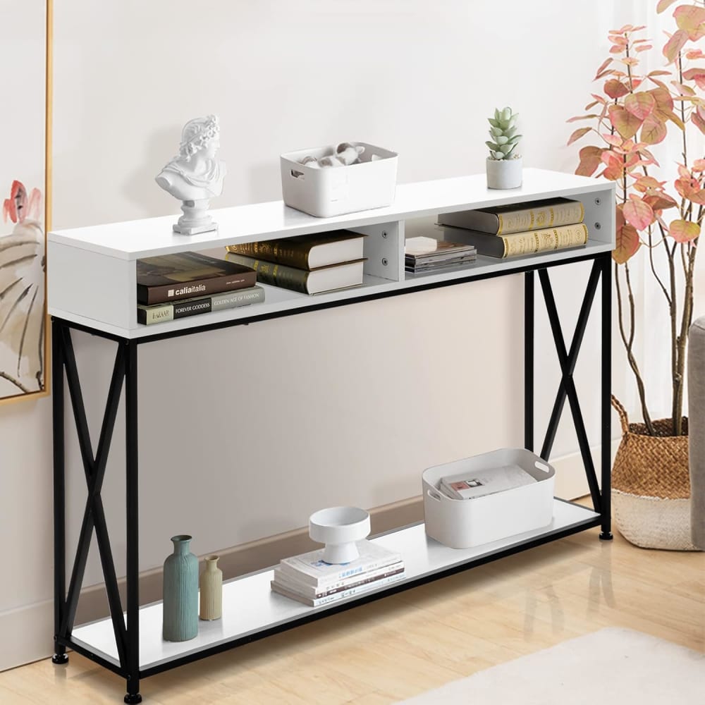 Table console blanche de style industriel 120x23x79 cm - Maisons du Monde