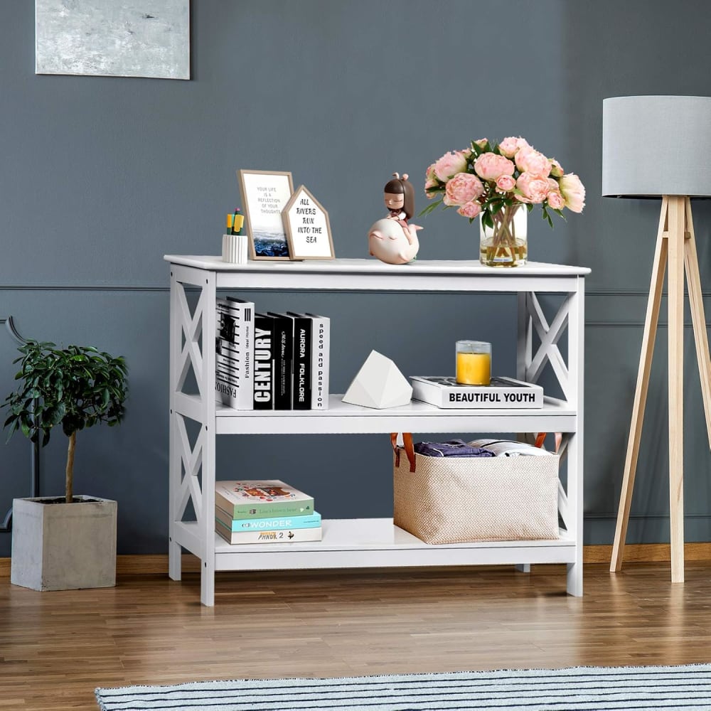 Table console blanche à 3 niveaux 100X30X80Ccm - Maisons du Monde