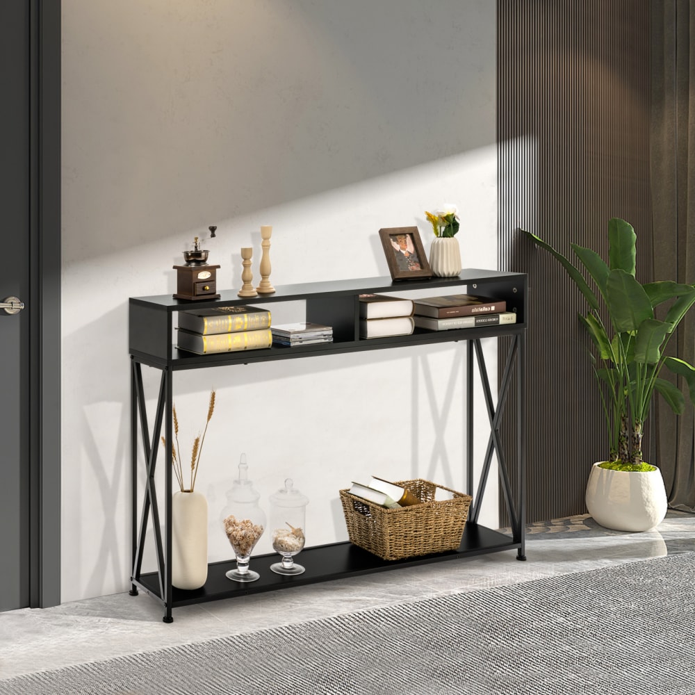 Table console noire de style industriel 120x23x79 cm - Maisons du Monde