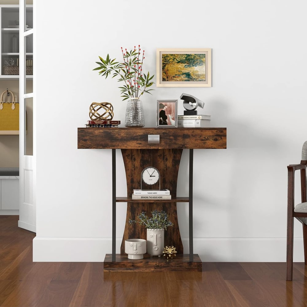 Table console industrielle à 3 niveaux marron 91X30X88 cm - Maisons du Monde