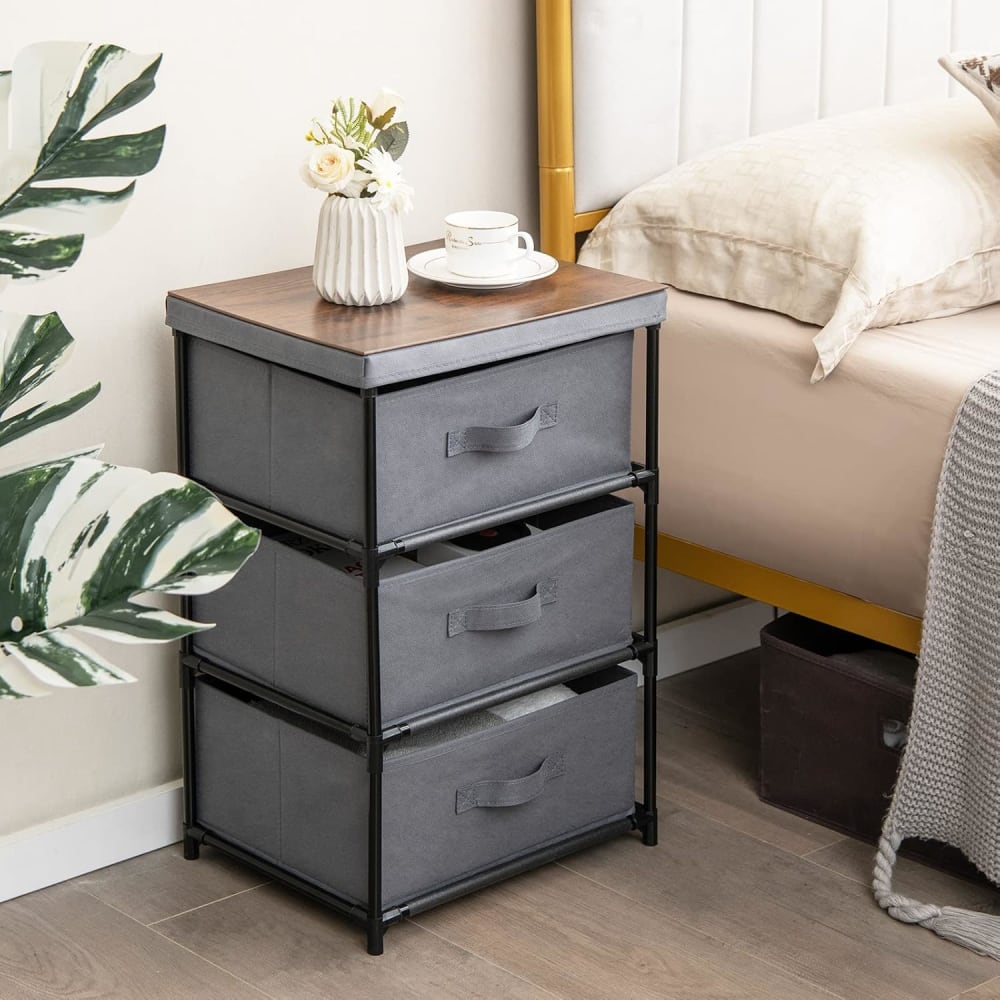 Commode grise à 3 tiroirs 20 x 48 x 76 cm - Maisons du Monde