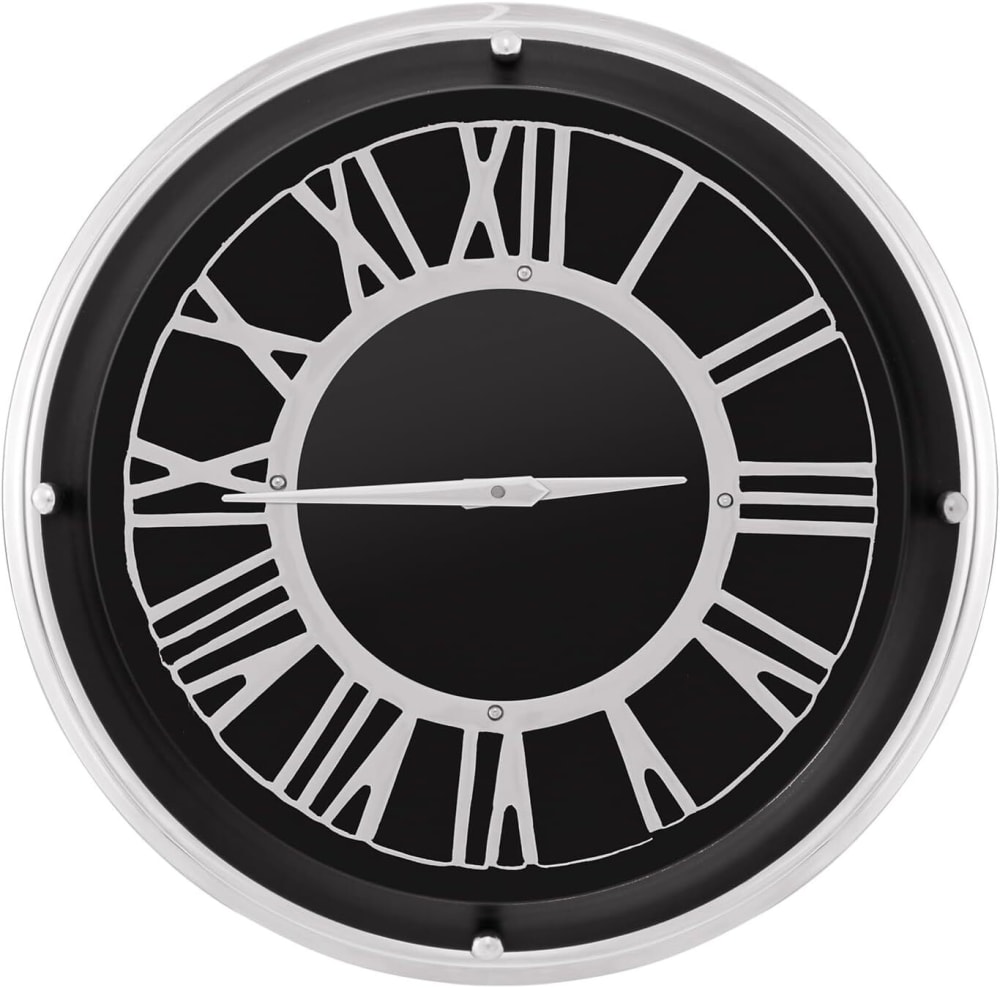 Giantex Wanduhr aus Metall 45 x 45 x 14 cm, Schwarz Schwarz Metall