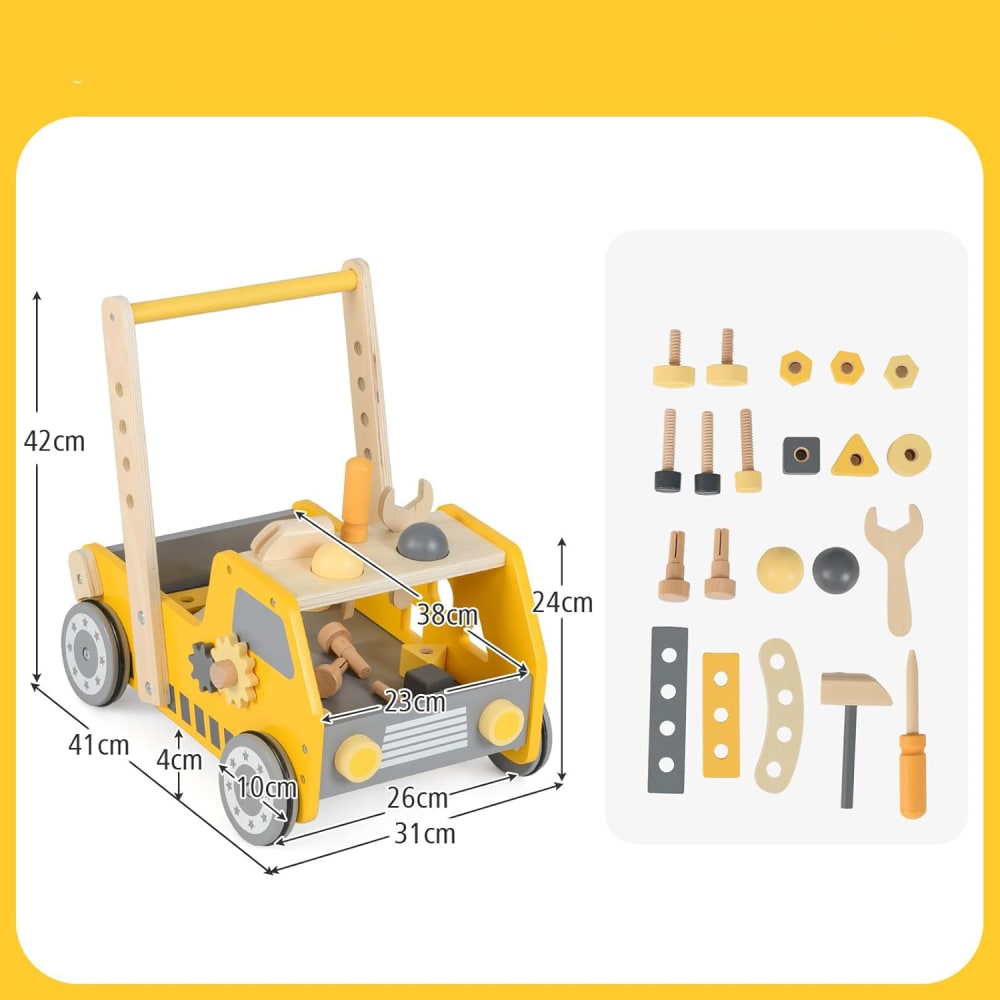 Lauflernwagen aus Holz 41 x 31 x 42 cm, Gelb - Maisons Du Monde