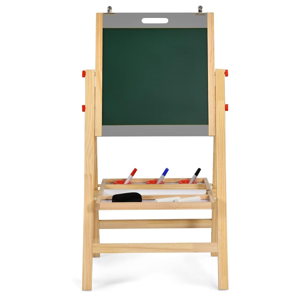 Giantex Staffelei aus Holz 51 x 54 x (79-104) cm, Grau GRAU HOLZ Kinder