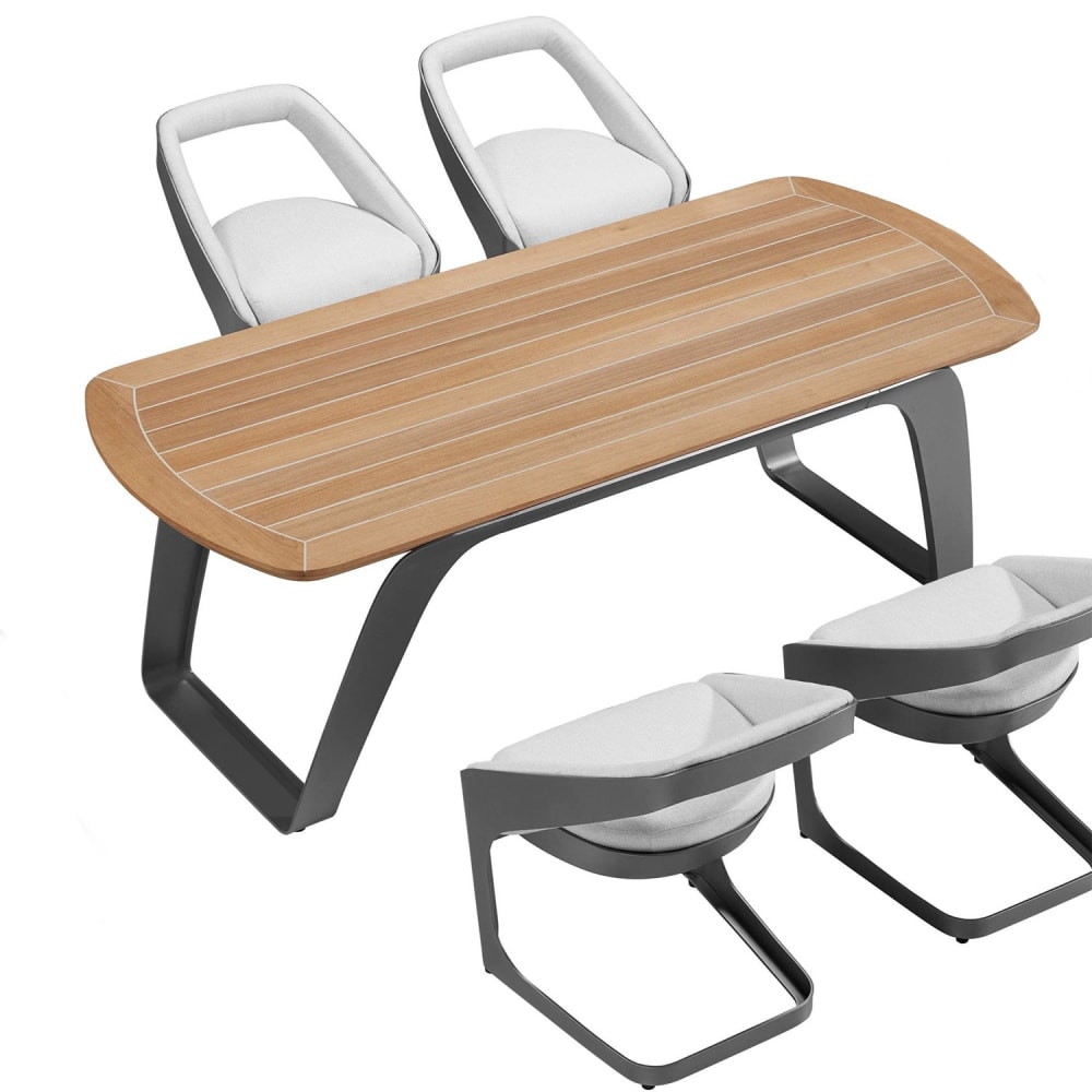 Au jardin de Chloé Ensemble repas gris L212 x P91 x H74 cm - Aluminium