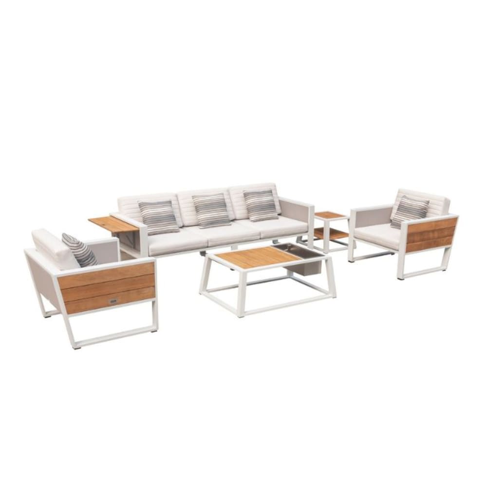 Au jardin de Chloé Salon de jardin blanc L220 x P81.5 x H61 cm - Aluminium