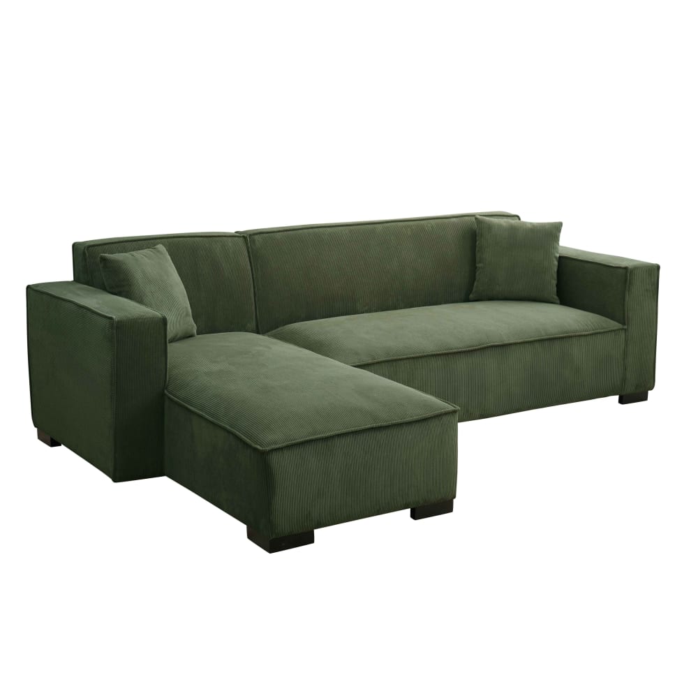 Canapé d'angle gauche 3 places gauche vert kaki l 247 cm - Maisons du Monde