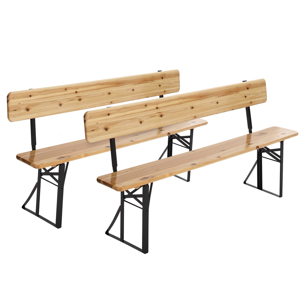 Lot de 2 bancs en bois pliants brasserie avec dossier 180 cm — Beyit