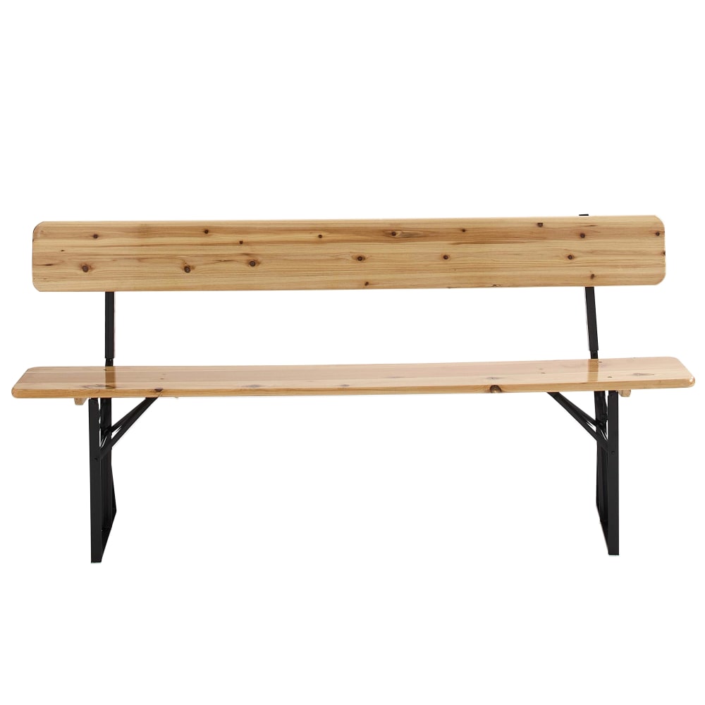 Lot de 2 bancs en bois pliants brasserie avec dossier 180 cm