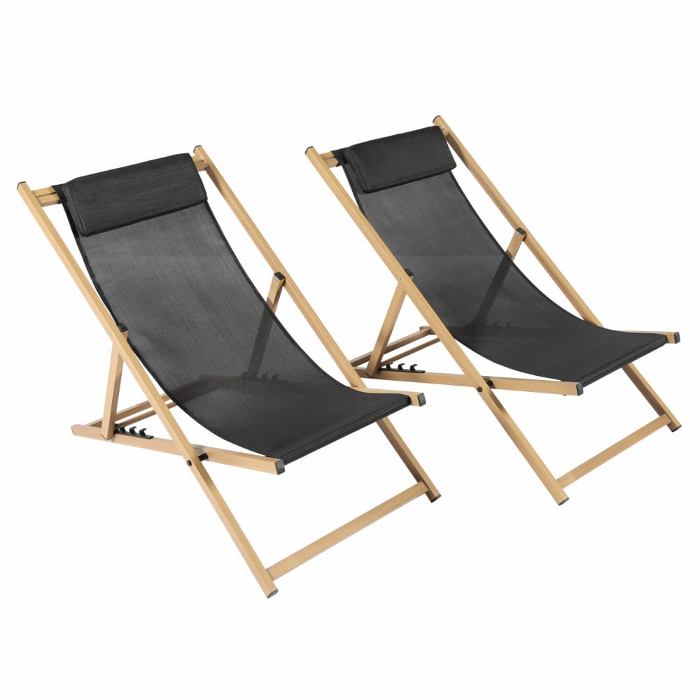 Lot de 2 chiliennes en aluminium inclinable 4 positions noir