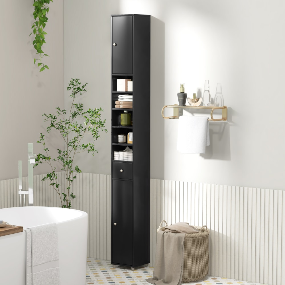 Armoire de toilette grise réglable en hauteur 20x20x180 cm - Maisons du Monde