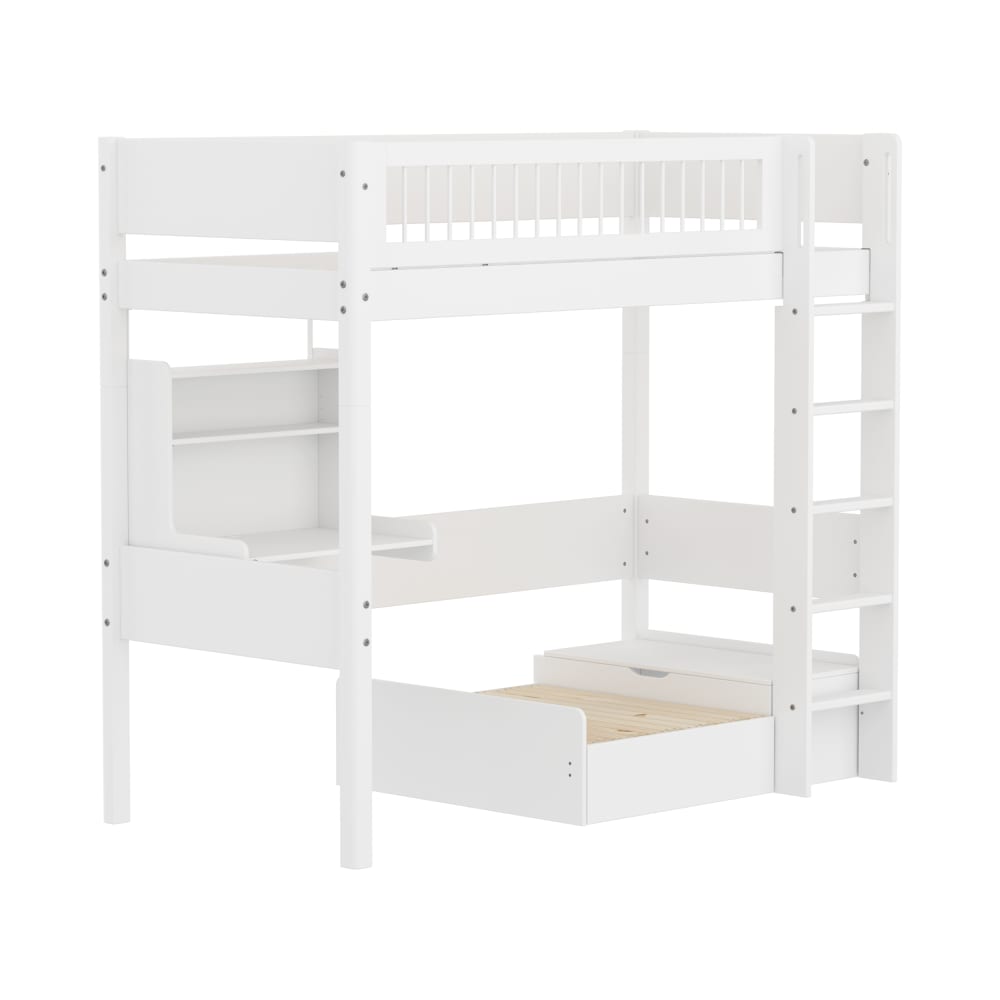 Lit mezzanine avec module Casa effet bois blanc 90x200cm Lit mezzanine avec module Casa effet bois blanc 90x200cm