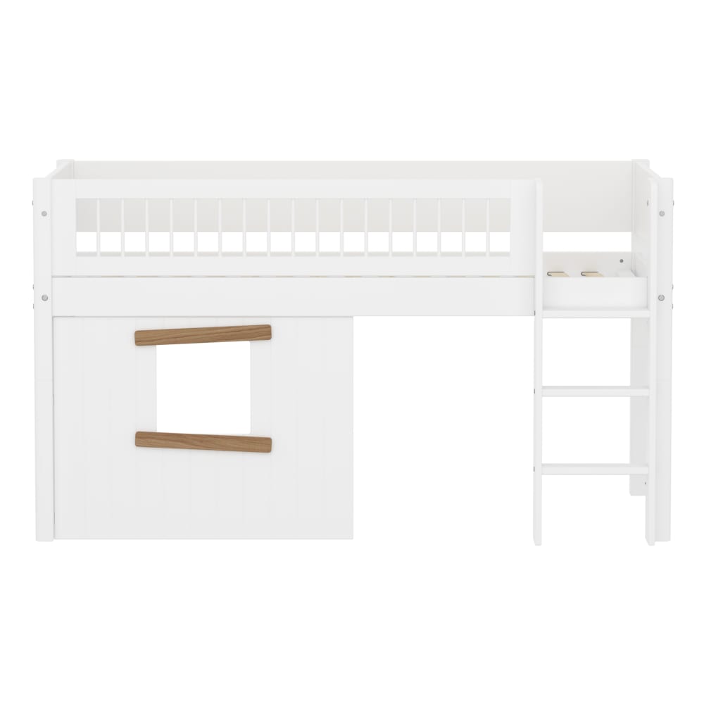 Lit mi-hauteur échelle et façades effet bois blanc 90x200cm - Maisons du Monde