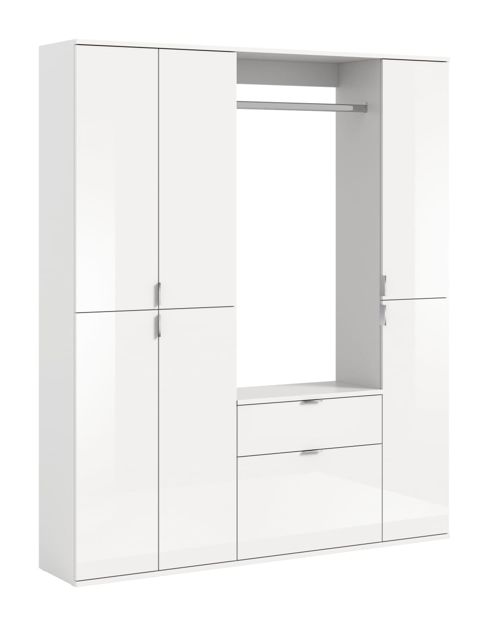 Garderobenkombination Aus Spanplatte, 152X193X34 Cm, Weiß