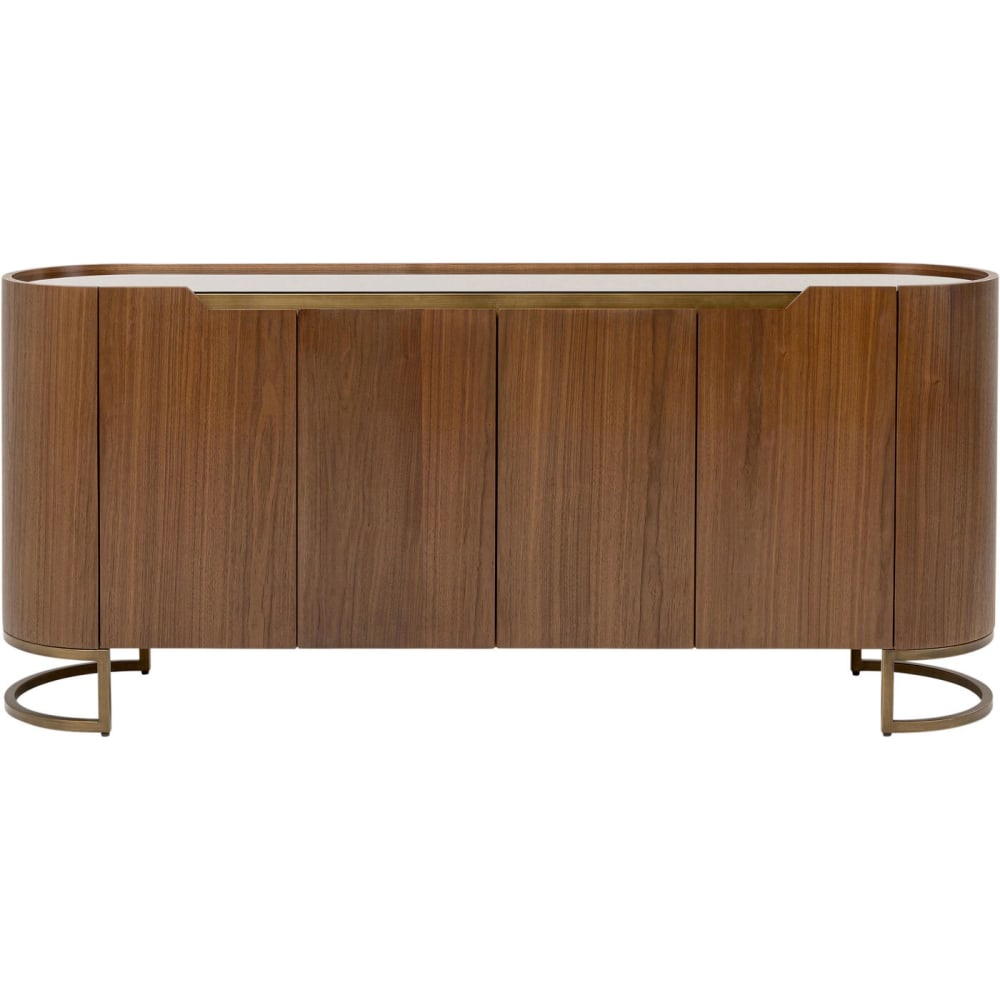 Buffet 4 portes en noyer et verre