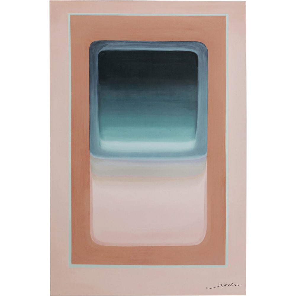 Toile cadres en coton beige et bleu 100x150