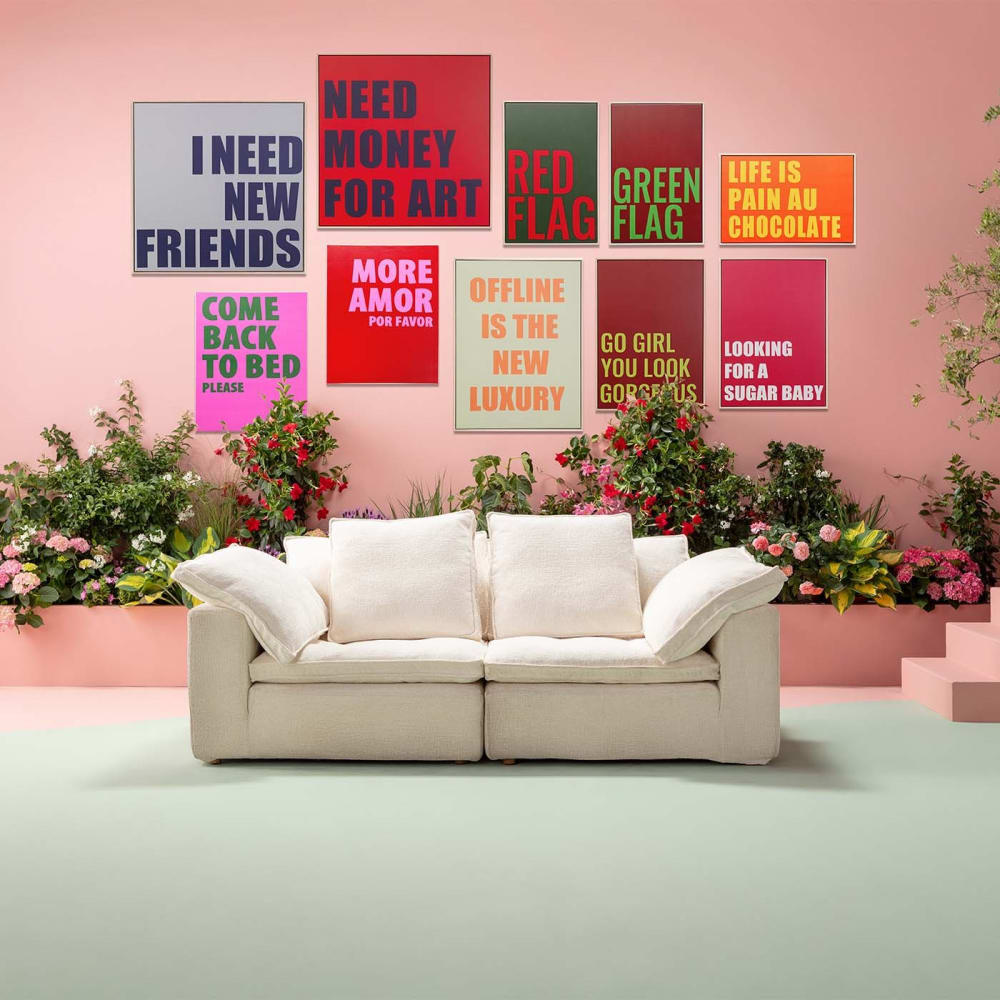 Toile imprimée en coton vert et rouge 40x60 - Maisons du Monde