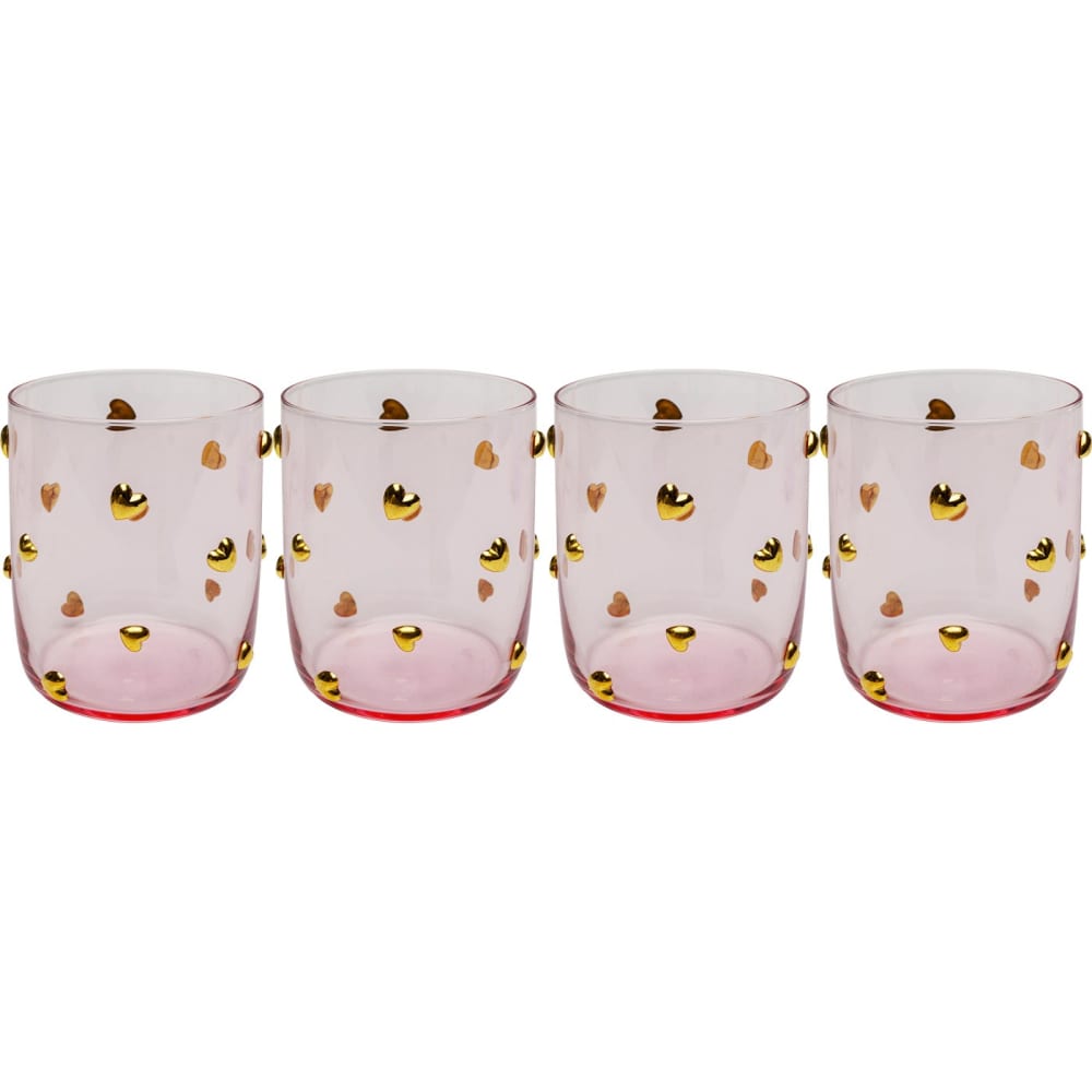 KARE DESIGN Ajoutez une touche de romantisme à vos boissons avec ces verres roses ornés de petits c?urs dorés. Contenance : 305 ml.