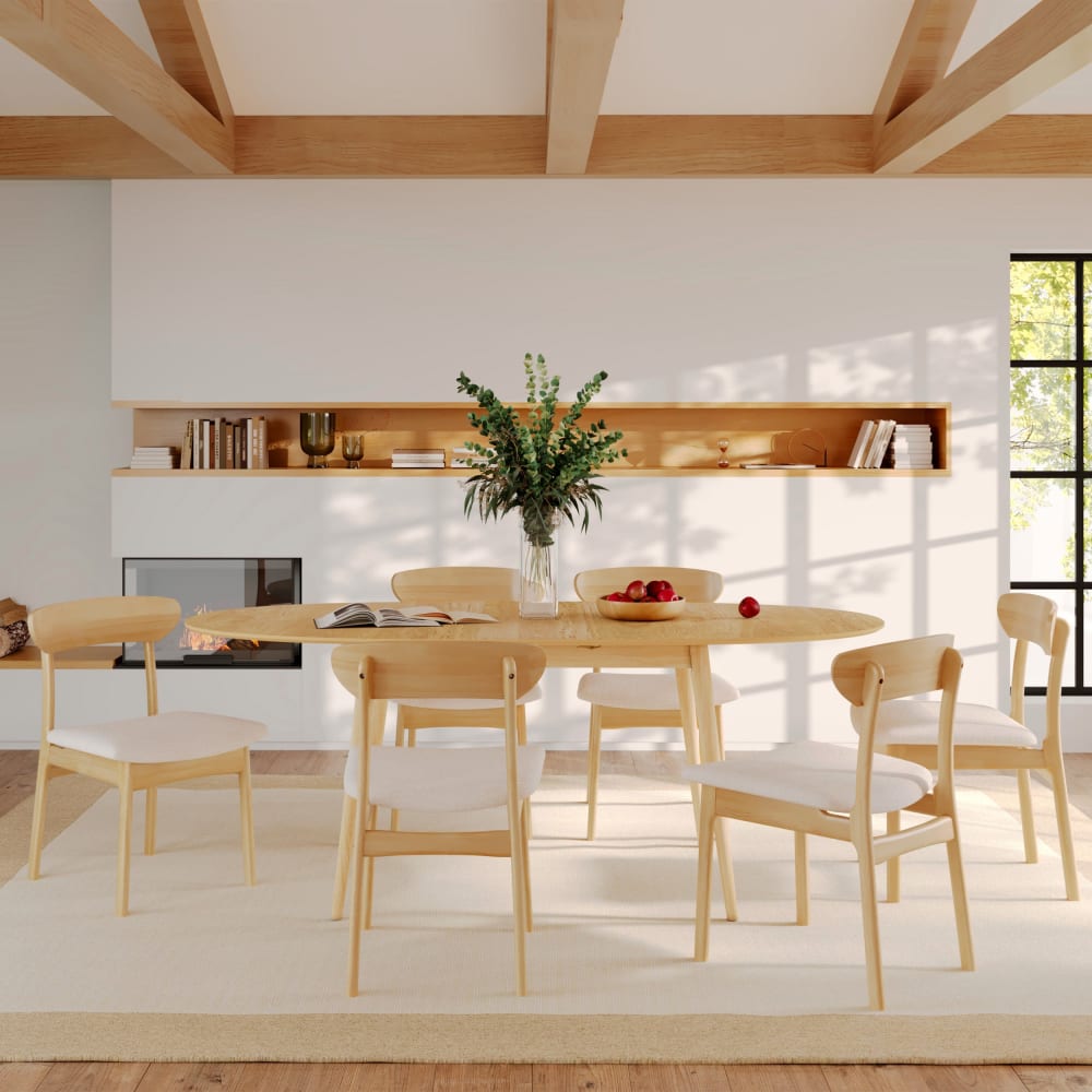 Table et chaises en bois clair 6 personnes - Maisons du Monde