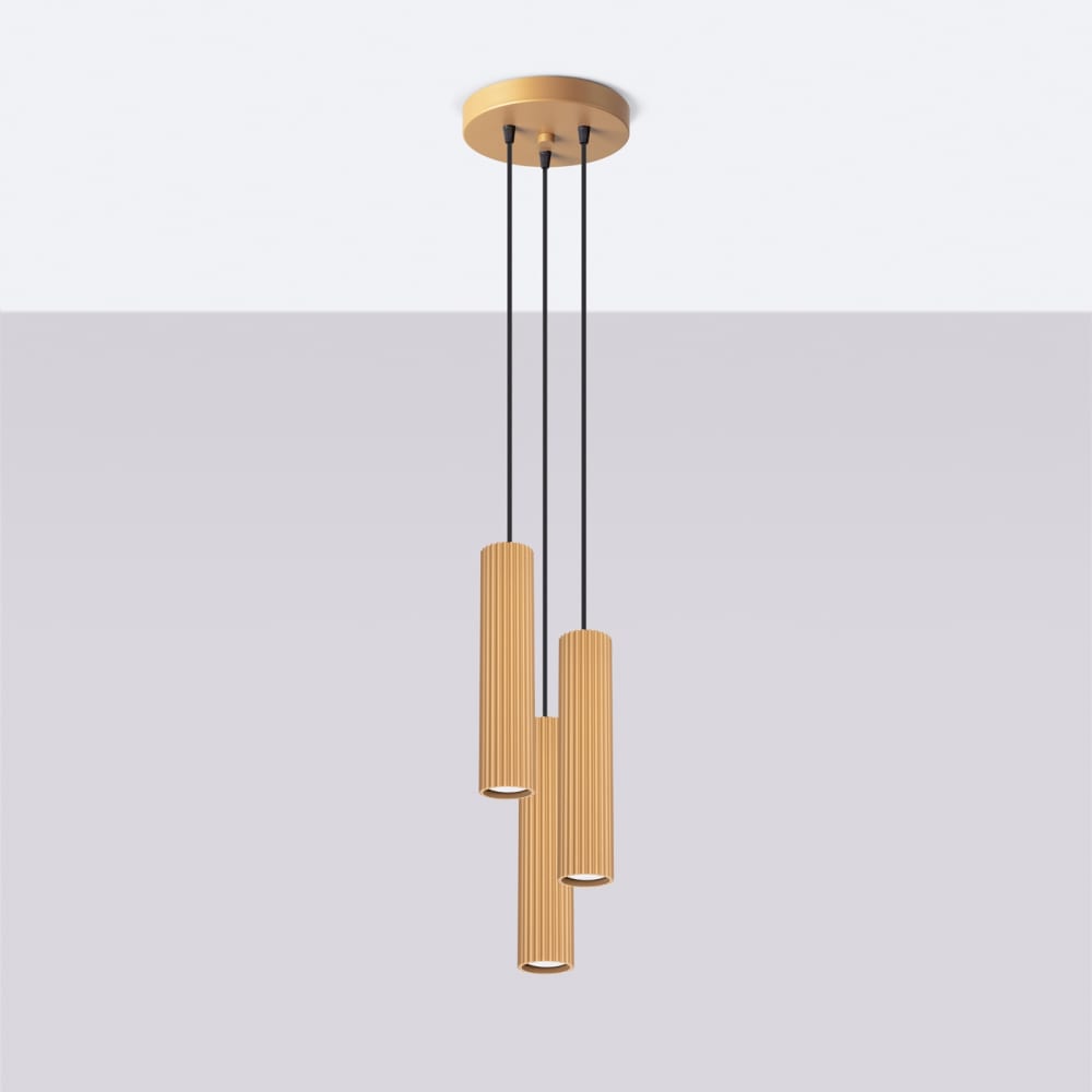 Suspension Aluminium Doré GU10 3 Karbon — vue 3