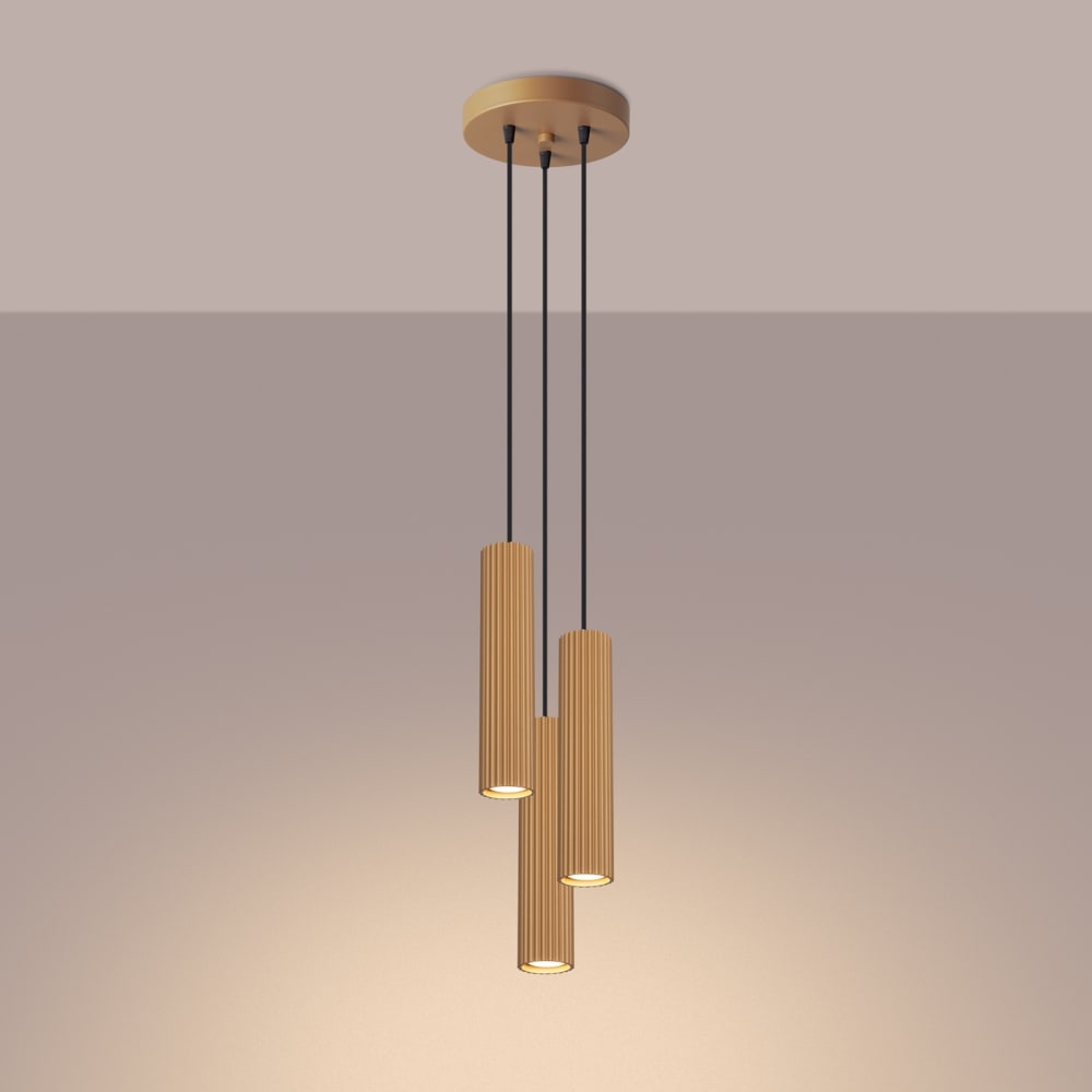 Suspension Aluminium Doré GU10 3 Karbon — vue 4