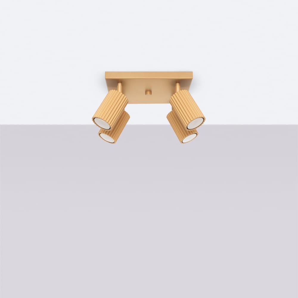 Plafonnier Aluminium Doré GU10 4 Karbon — vue 3