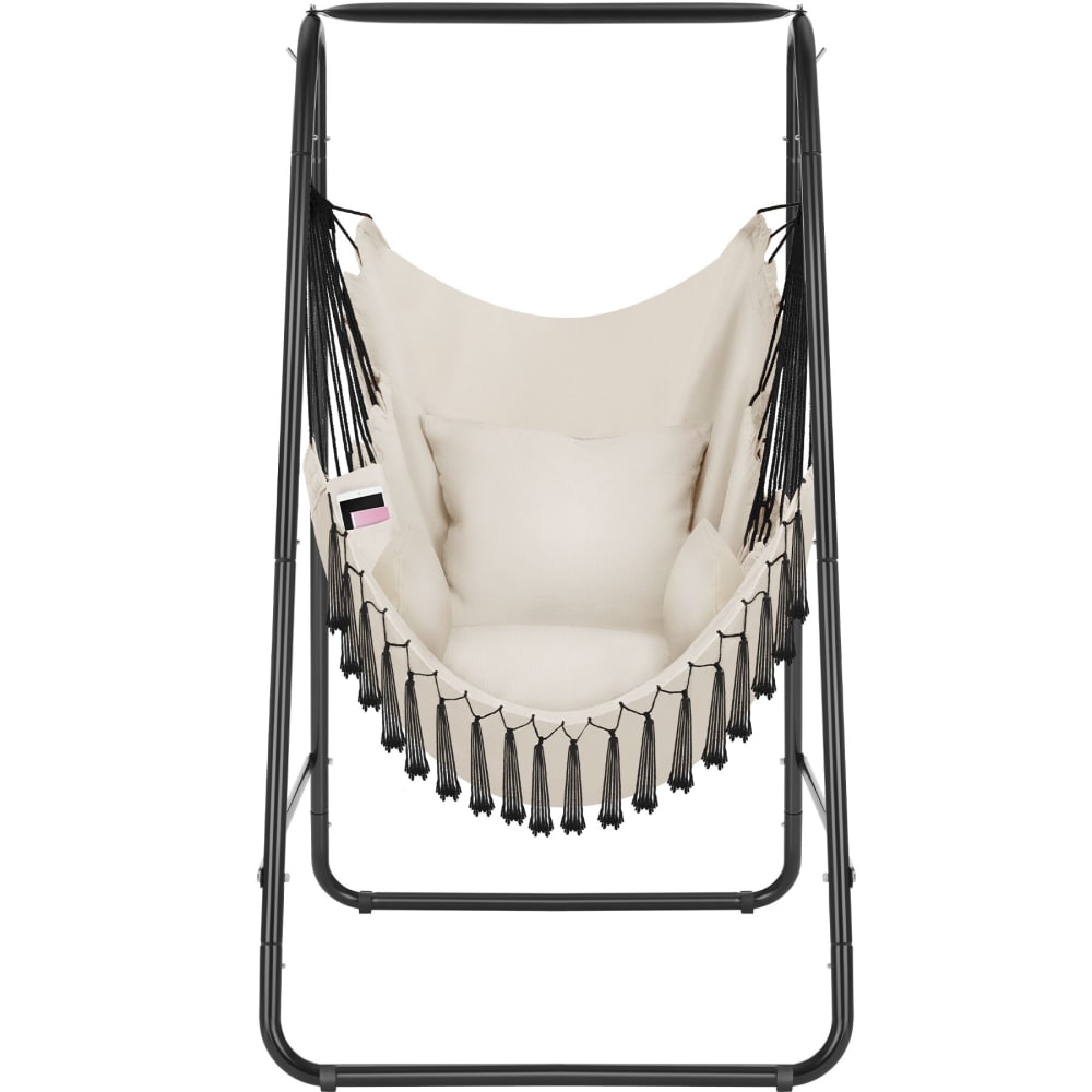 Fauteuil suspendu style boho avec capacité de charge de 160kg beige
