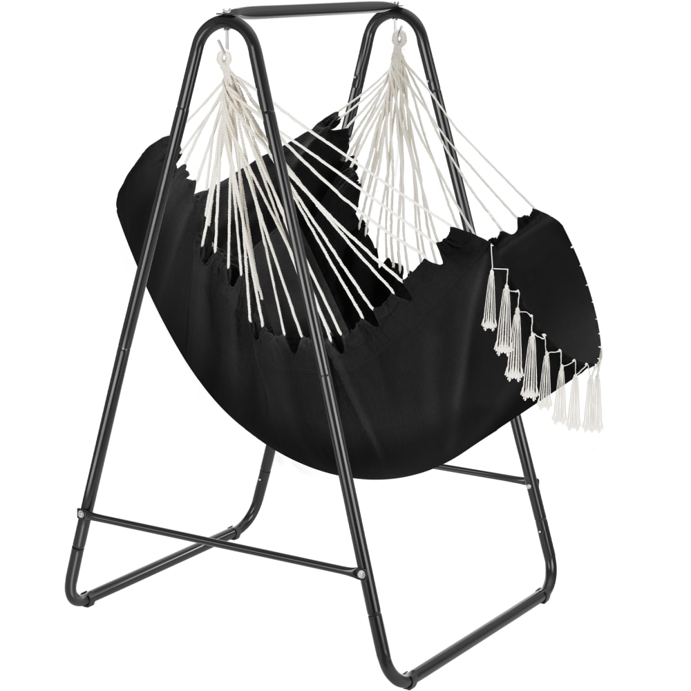 Fauteuil suspendu style boho avec capacité de charge de 160kg noir