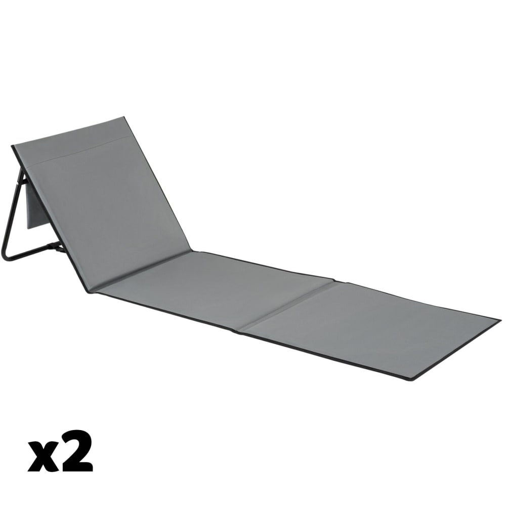 Lot 2 tapis de plage pliable avec dossier réglable et bandoulière
