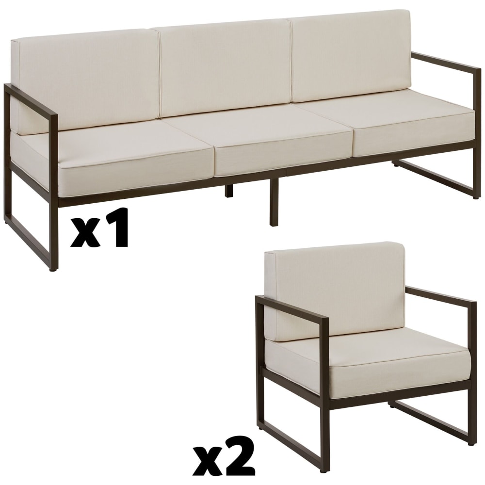 Salon de jardin pour 5 personnes en polyester déperlant beige